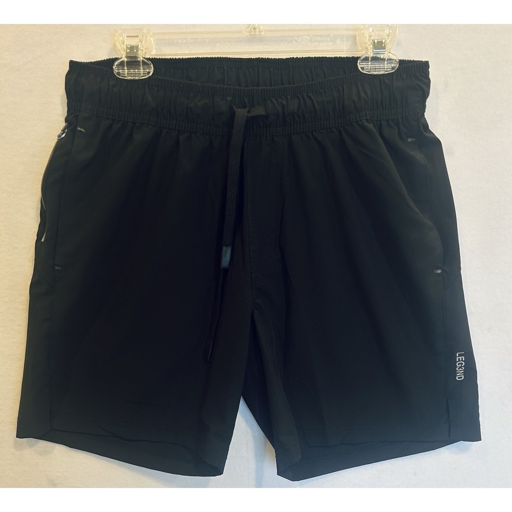 Leg3nd Legend Shorts Mens Large Black Athletic Elastic Waist Drawstring Active